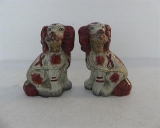 Vintage Pair of Beautifully Decorated Mantel Spaniel Figurines
