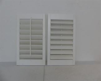 Pair of White Wood Traditional Louvered Shutters - 17" x 31" x 1" Each