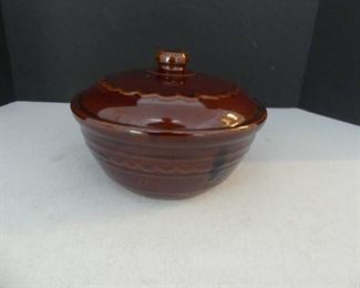 Vintage Marcrest Brown Drip "Daisy & Dot" Oven Proof Stoneware Covered Casserole