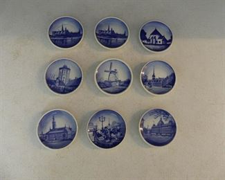 Royal Copenhagen Faience Set of 9 Miniature Plates