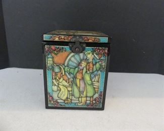 Vintage 1980s Enesco A Christmas Carol "Tiny Tim" Musical Jack-in-the-Box - Plays "We Wish You a Merry Christmas"