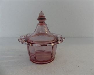 Vintage Imperial Glass Lace Edge Pink/Rose Covered Candy Dish