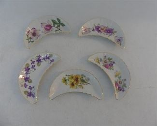 Vintage Mitterteich Bavaria Set of 5 Botanical Crescent/Bone Dishes