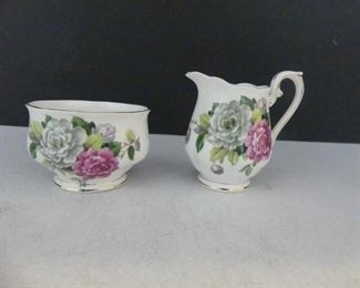 Vintge Royal Albert Bone China England Open Sugar Bowl & Creamer