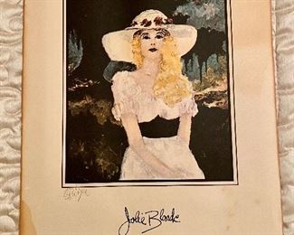 ‘Jolie Blonde’ print with lyrics dated 1975 and signed by artist George Rodrigue.