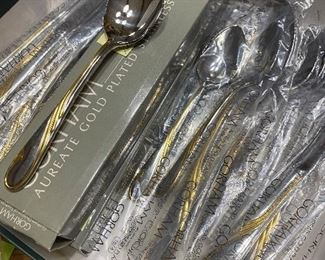 Eight 5-pc place settings of Gorham Golden Swirl stainless flatware