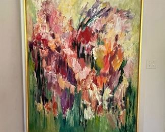 Floral oil  signed framed painting