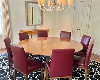 Holly Hunt Regency Dining Table in Sunburst pattern and banding