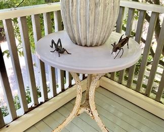 Rustic accent table  - distressed metal base