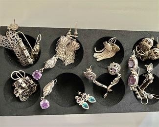 Silver and sterling silver earrings 