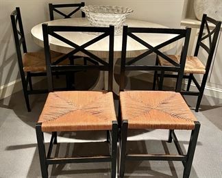 Black crisscross rush chairs 