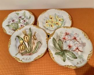 Antique set floral dishes 