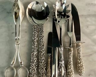 Various serving pieces , far right Steiff repousse 