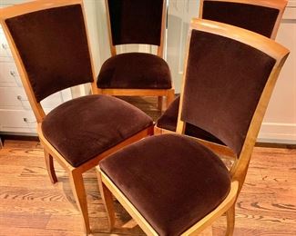 Antique Wood Framed Chairs With Cowtan & Tout Velvet - Set Of 4 - ONE AS IS