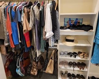 clothing, shoes, purses