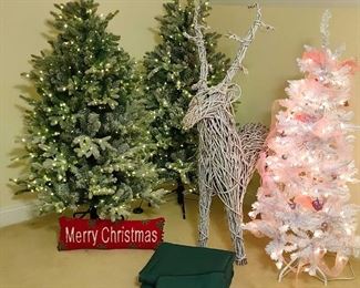Prelit Christmas Trees and Deer