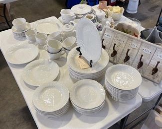 Italian dinner service,  embossed floral design. Good vintage condition.