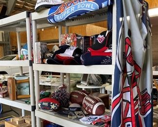 Lots of Patriots swag. Bobble heads etc...