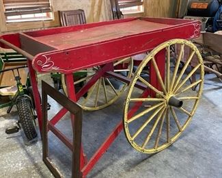 Antique Large flower cart "Popcorn" painted on rear bumper... Fabulous old paint!
