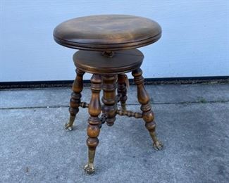 Piano stool, claw feet with glass orbs. Clean!
