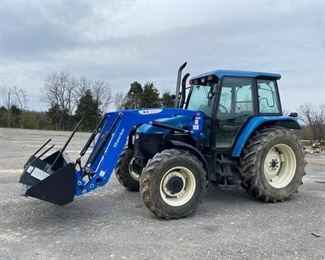 NEW HOLLAND TS110 4X4 CAB TRACTOR AND LOADER