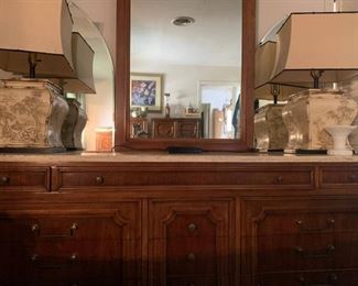 J L Metz dresser with travertine top (no mirror)