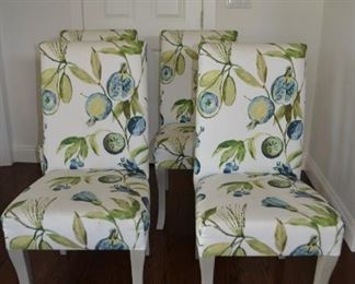 4 Ballard Design chairs pomegranate fabric