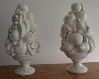 Italian white porcelain fruit baskets  Approx. 15 inches high