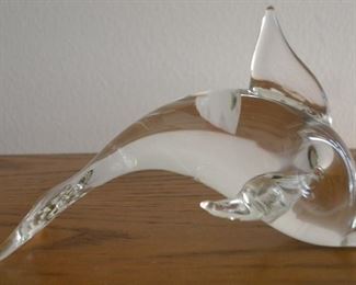 Signed glass dolphin