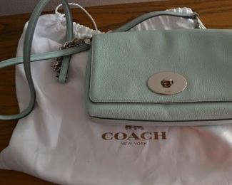 Like new mint green coach purse