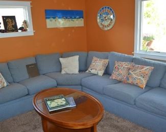 Drexel Heritage sectional. Down-encased pillows and cushions. 