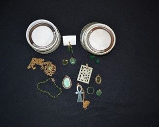 Asian silver, jade and imitation jade jewelry sold separately