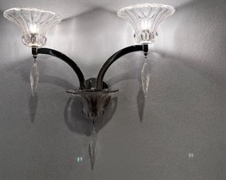 Two 2-light wall scones matching chandelier