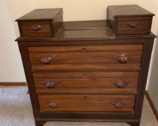 Marble Top Dresser with Oak Leaf Pulls