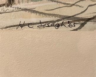 Henrietta C. Joseph, American, Louisiana, 1921-2009, Landscape, Original watercolor on paper, dated 1965