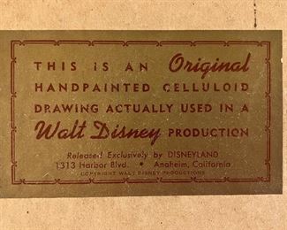 Walt Disney Studios, "Snow White and the Seven Dwarfs" animation cel, hand painted, Walt Disney Productions 1937. Provenance: Purchased directly from Disneyland, California, circa 1960. The owner's uncle worked as an artist for Disney during that time.