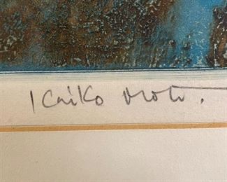 Kaiko Moti, Japanese, 1921-1989, School of Fish, Aquatint etching.