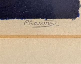 Chauvin, no artist information found, England, "Mediterranean Fishing Village", Colored lithograph, 13/25 edition size, circa 1966.