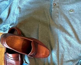 Original Lacoste Izod, Hitl jeans, Allen Edmonds loafers. Most sizes, Med shirts, 33-34 waist, 7-7.5 shoes