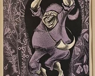 “Davy Crockett” colored lithograph by William Gropper, American, 1897-1977