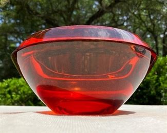 Mid century Italian Murano ruby glass bowl