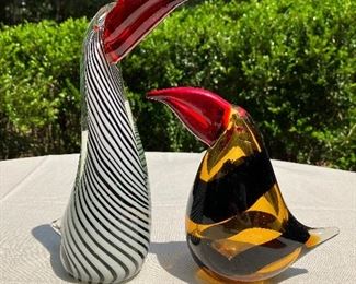 Italian Murano blown glass Toucans
