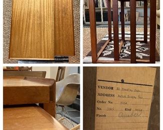 Edward Wormley for Dunbar set of two nesting tables , circa 1950, bleached mahogany with 'amber' stain, curved lip, original label