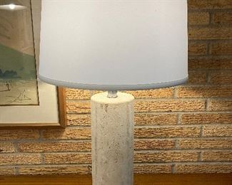 Solid travertine lamp