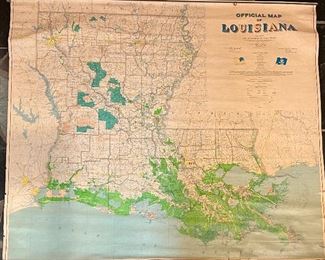 Monumental 53” x 60” Bicentennial Map of the State of Louisiana circa 1976