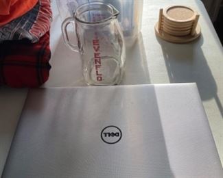 Dell Laptop, Vintage Evenflo glass milk pitcher