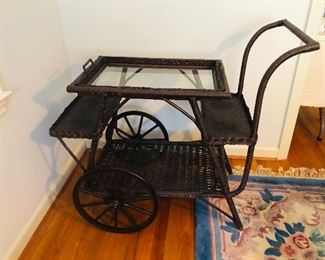 Antique Wicker Tea Cart
