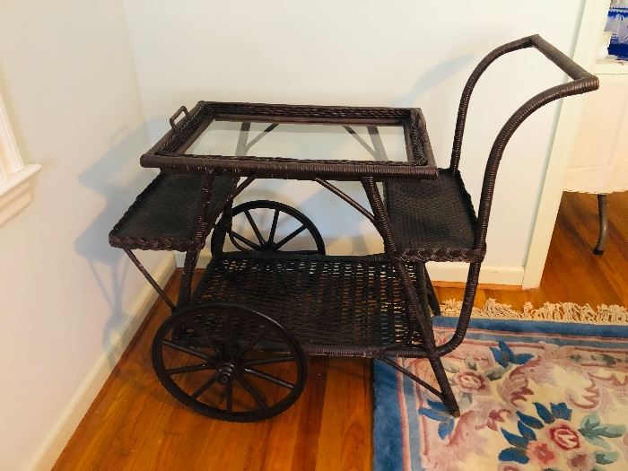 Antique Wicker Tea Cart
