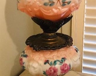 Antique Gone with the Wind Electrified Lamp- Roses- Lions- Unique Metal Work 
