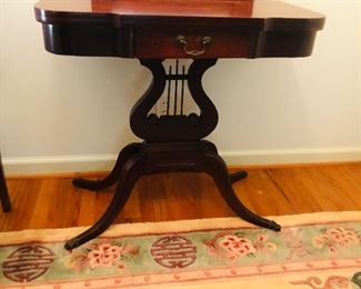 Vintage Mahogany Duncan Phyfe Style Lyre Game Table 

